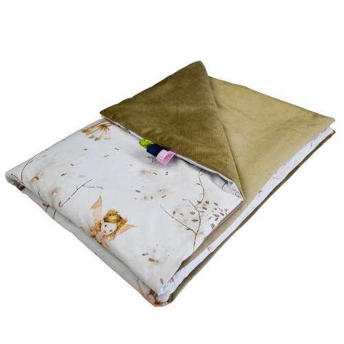 Kocyk Dziecięcy 75x100 Ocieplany Calineczka Beż/Beż Bawełna/Velvet