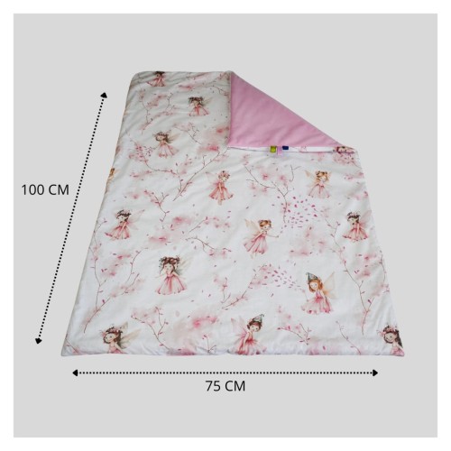 Kocyk Dziecięcy 75x100 Ocieplany Calineczka Róż/Róż Bawełna/Velvet