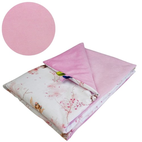 Kocyk Dziecięcy 75x100 Ocieplany Calineczka Róż/Róż Bawełna/Velvet