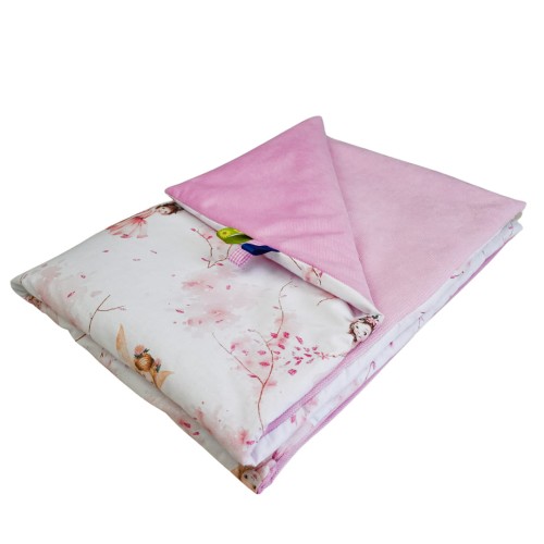 Kocyk Dziecięcy 75x100 Ocieplany Calineczka Róż/Róż Bawełna/Velvet