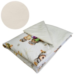 Kocyk Dziecięcy 75x100 Ocieplany Króliczki Beż/Krem Bawełna/Velvet