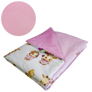 Kocyk Dziecięcy 75x100 Ocieplany Króliczki Róż/Róż Bawełna/Velvet
