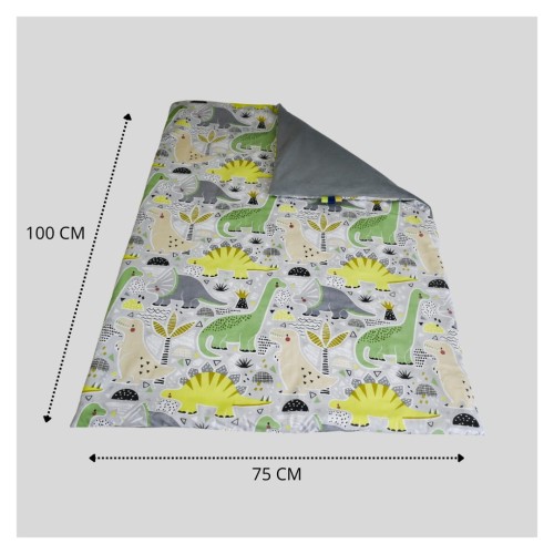 Kocyk Dziecięcy 75x100 Ocieplany Dinozaury/Grafit Bawełna/Velvet