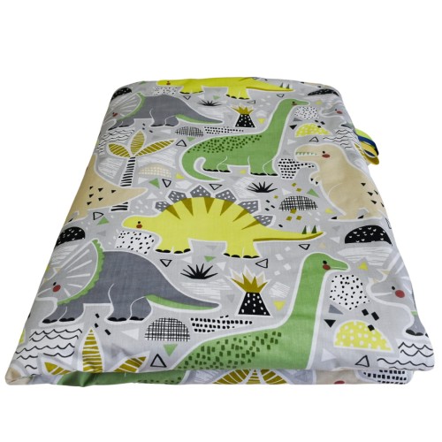 Kocyk Dziecięcy 75x100 Ocieplany Dinozaury/Grafit Bawełna/Velvet