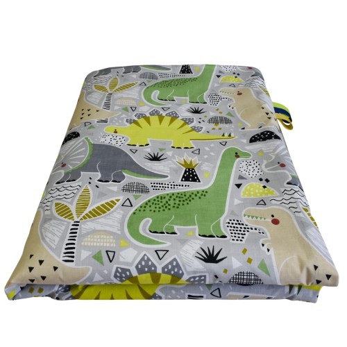 Kocyk Dziecięcy 75x100 Ocieplany Dinozaury/Beż Bawełna/Velvet