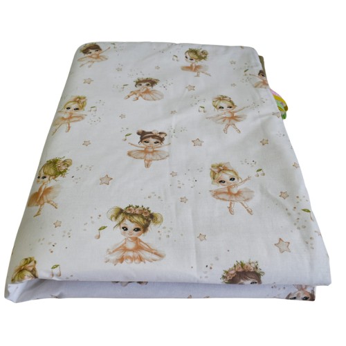 Kocyk Dziecięcy 75x100 Ocieplany Baletnice Beż/Beż Bawełna/Velvet