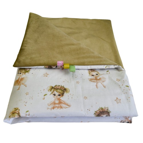 Kocyk Dziecięcy 75x100 Ocieplany Baletnice Beż/Beż Bawełna/Velvet