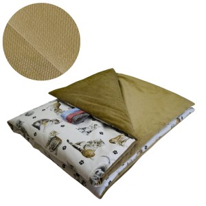 Kocyk Dziecięcy 75x100 Ocieplany Kotki Białe/Beż Bawełna/Velvet