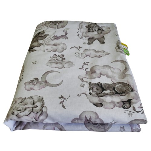 Kocyk Dziecięcy 75x100 Ocieplany Misie Na Drabince/Beż Bawełna/Velvet