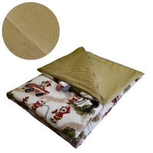 Kocyk Dziecięcy 75x100 Ocieplany Psi Strażak/Beż Bawełna/Velvet