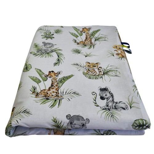 Kocyk Dziecięcy 75x100 Ocieplany Afrykańskie Zwierzęta/Beż Bawełna/Velvet