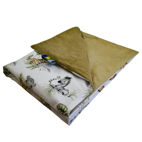 Kocyk Dziecięcy 75x100 Ocieplany Afrykańskie Zwierzęta/Beż Bawełna/Velvet