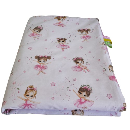 Kocyk Dziecięcy 75x100 Ocieplany Baletnice Róż/Róż Bawełna/Velvet