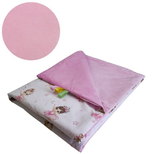 Kocyk Dziecięcy 75x100 Ocieplany Baletnice Róż/Róż Bawełna/Velvet
