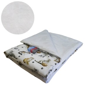 Kocyk Dziecięcy 75x100 Ocieplany Kotki Białe/Biel Bawełna/Velvet