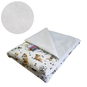 Kocyk Dziecięcy 75x100 Ocieplany Pieski Białe/Biel Bawełna/Velvet