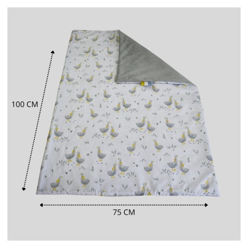 Kocyk Dziecięcy 75x100 Ocieplany Gąski/Szary Bawełna/Velvet