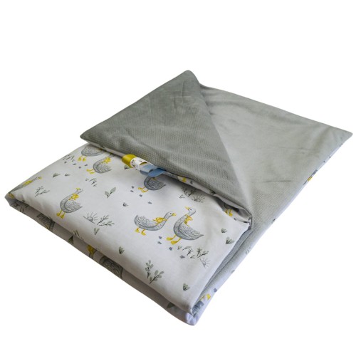 Kocyk Dziecięcy 75x100 Ocieplany Gąski/Szary Bawełna/Velvet