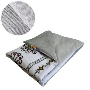 Kocyk Dziecięcy 75x100 Ocieplany Parzenice Białe/Szary Bawełna/Velvet