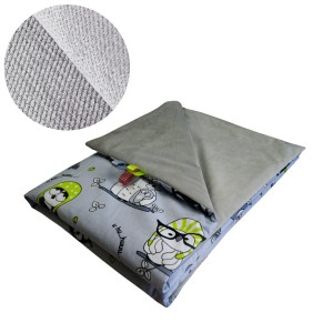 Kocyk Dziecięcy 75x100 Ocieplany Szalone Sowy Szare/Szary Bawełna/Velvet