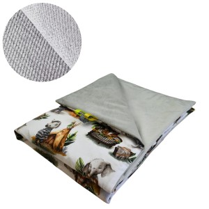 Kocyk Dziecięcy 75x100 Ocieplany Zwierzaki Tipi/Szary Bawełna/Velvet