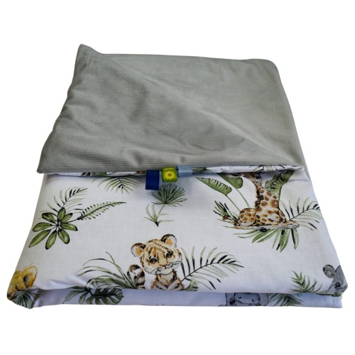 Kocyk Dziecięcy 75x100 Ocieplany Afrykańskie Zwierzęta/Szary Bawełna/Velvet