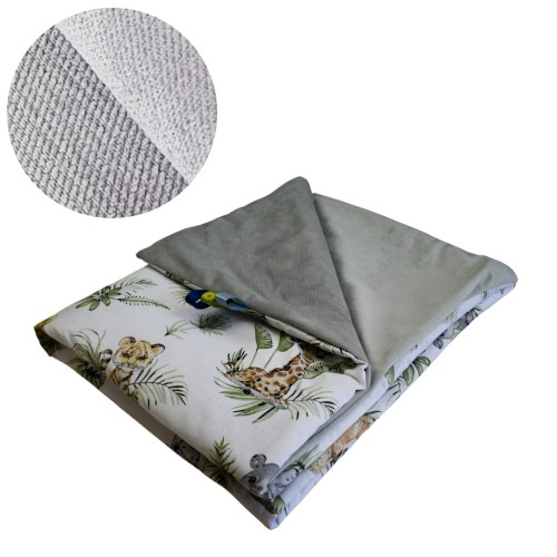 Kocyk Dziecięcy 75x100 Ocieplany Afrykańskie Zwierzęta/Szary Bawełna/Velvet