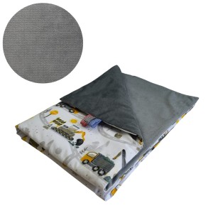 Kocyk Dziecięcy 75x100 Ocieplany Koparki Żółte Nowe/Grafit Bawełna/Velvet
