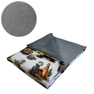 Kocyk Dziecięcy 75x100 Ocieplany Zwierzaki Tipi/Grafit Bawełna/Velvet