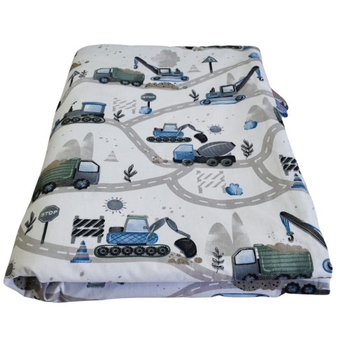 Kocyk Dziecięcy 75x100 Ocieplany Koparki Niebieskie Nowe/Niebieski Bawełna/Velvet