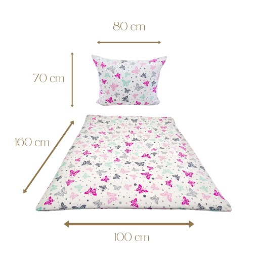 Komplet Pościeli Dziecięcej 100x160 + 70x80 Motylki