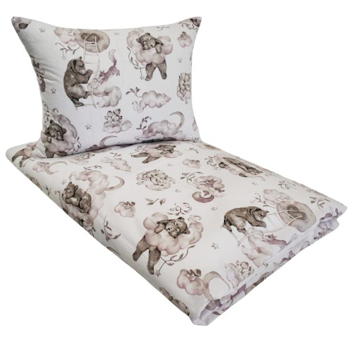 Komplet Pościeli Dziecięcej 100x160 + 50x60 Misie Na Drabince