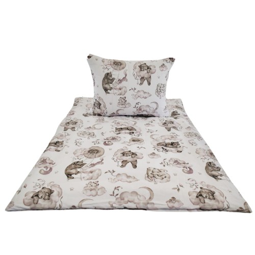 Komplet Pościeli Dziecięcej 100x135 + 40x60 Misie Na Drabince