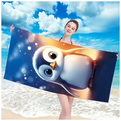 Ręcznik Plażowy Kąpielowy XL 70x140 Pingwinek Szybkoschnący H134