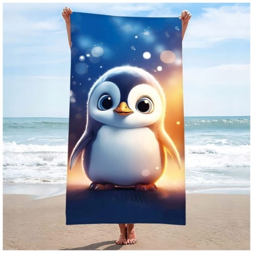 Ręcznik Plażowy Kąpielowy XL 70x140 Pingwinek Szybkoschnący H134