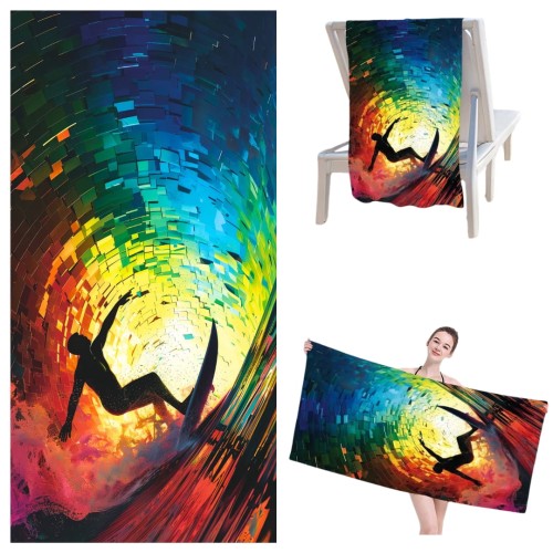 Ręcznik Plażowy Kąpielowy XL 70x140 Surfer Szybkoschnący H147