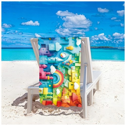 Ręcznik Plażowy Kąpielowy XL 70x140 Zamek Klocki Szybkoschnący H102