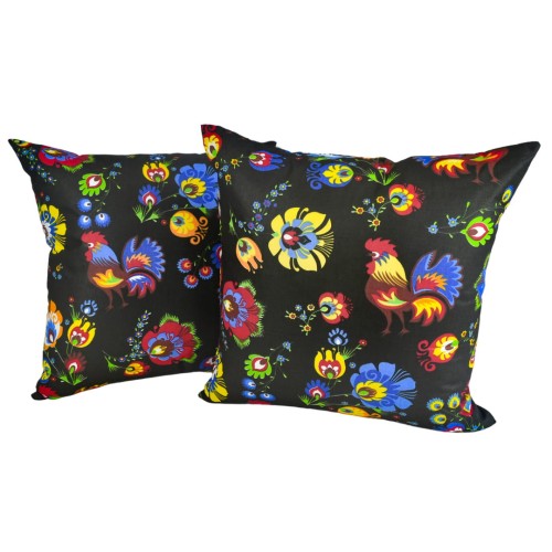 Poszewka 40x40 Bawełniana JAŚ Kogut Na Czarnym