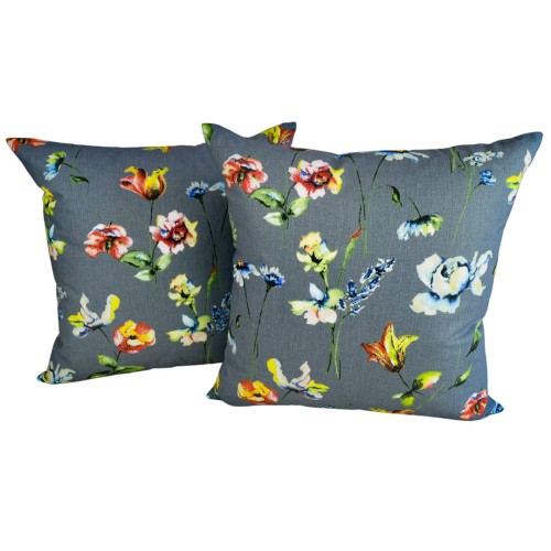 Poszewka 40x40 Bawełniana JAŚ Kwiaty Akwarele Szare