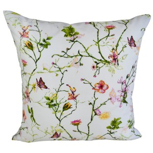 Poszewka 40x40 Bawełniana JAŚ Powoje Z Motylem Białe