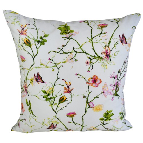 Poszewka 40x40 Bawełniana JAŚ Powoje Z Motylem Białe