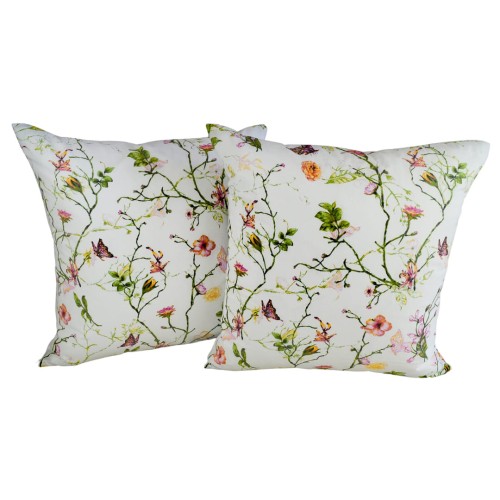 Poszewka 40x40 Bawełniana JAŚ Powoje Z Motylem Białe