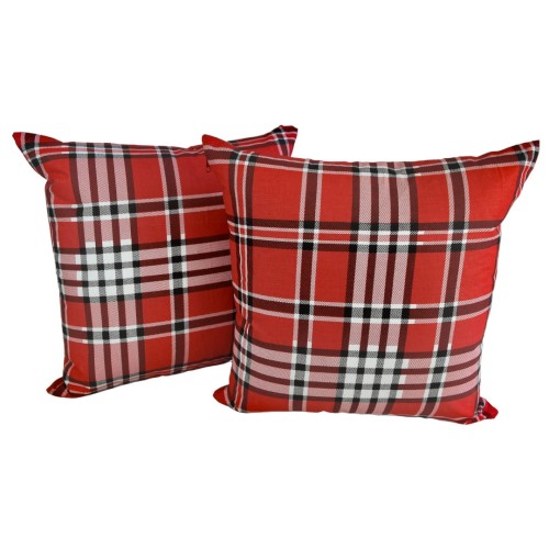 Poszewka 40x40 Bawełniana JAŚ Krata Czerwona