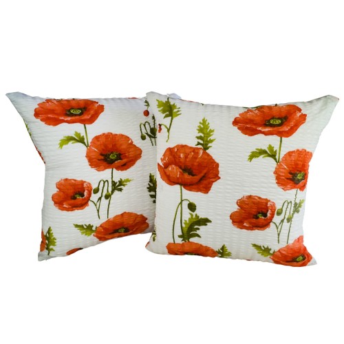 Poszewka 40x40 Kora JAŚ Maki Na Białym