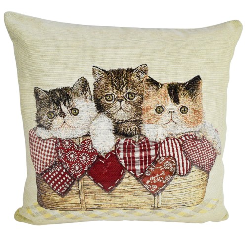 Poszewka Na Poduszkę Gobelinowa 42x42 Kotki W Koszyczku