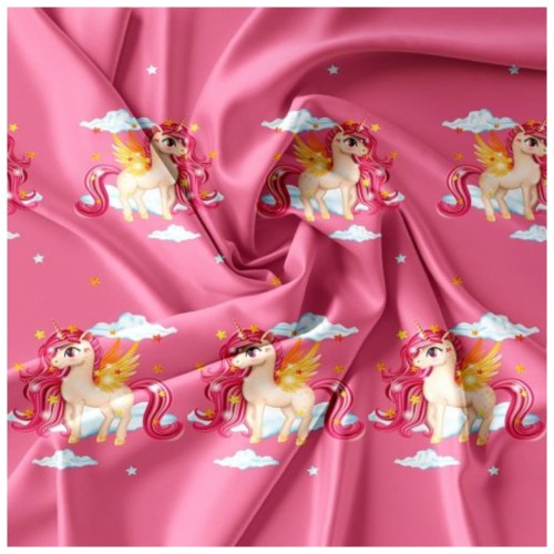 Komplet Pościeli Dziecięcej 3D 140x200 + 1x70/80 Unicorn Różowy Satyna Bawełniana 2509