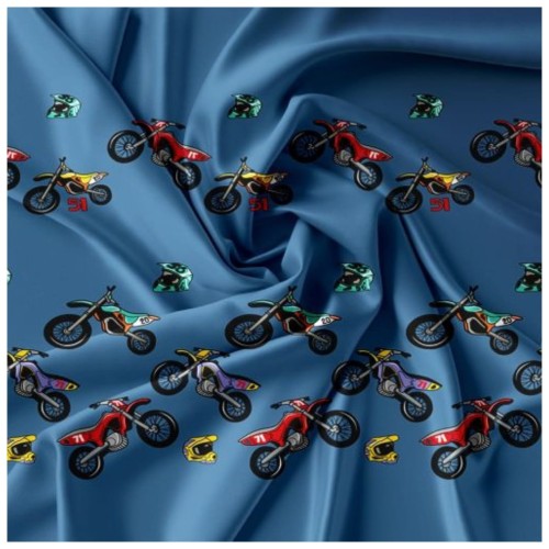 Komplet Pościeli Dziecięcej 3D 140x200 + 1x70/80 Motocross Satyna Bawełniana 2508