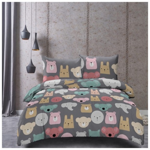 Komplet Pościeli Dziecięcej 3D 140x200 + 1x70/80 Zwierzaki Satyna Bawełniana 2522