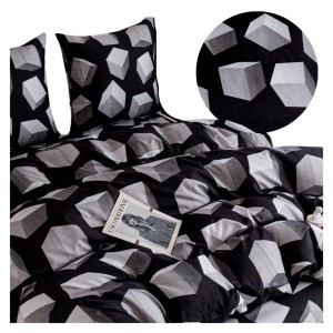 Komplet Pościeli 3D 140x200 + 1x70/80 Sześciany Satyna Bawełniana 3122