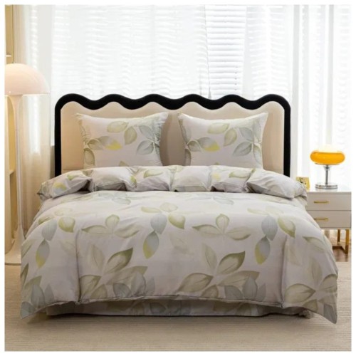 Komplet Pościeli 3D 140x200 + 1x70/80 Listki Satyna Bawełniana 3099